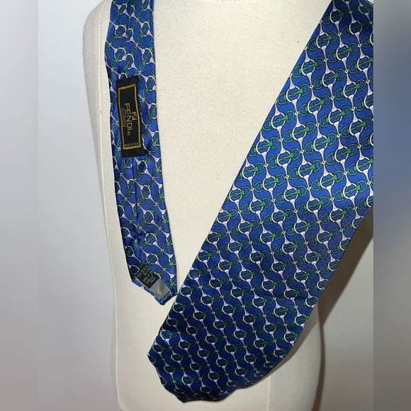 Fendi men’s blue bridle equestrian silk neck tie